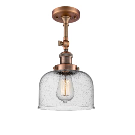 A large image of the Innovations Lighting 201F Large Bell Antique Copper / Seedy