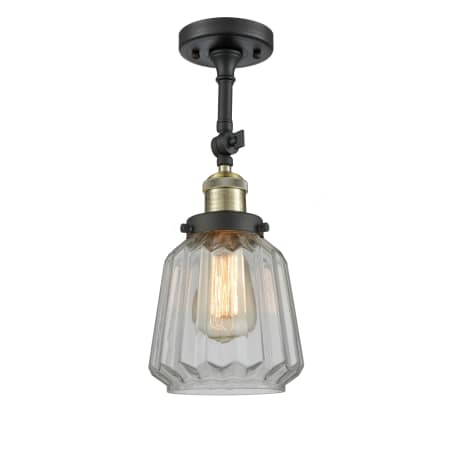 A large image of the Innovations Lighting 201F Chatham Black Antique Brass / Clear