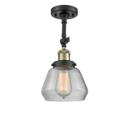 A large image of the Innovations Lighting 201F Fulton Black Antique Brass / Clear