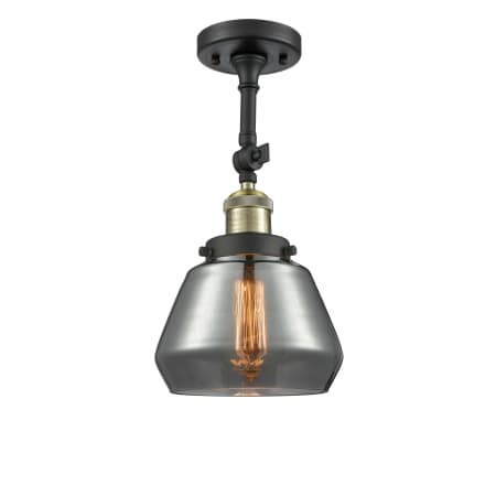 A large image of the Innovations Lighting 201F Fulton Black Antique Brass / Plated Smoked