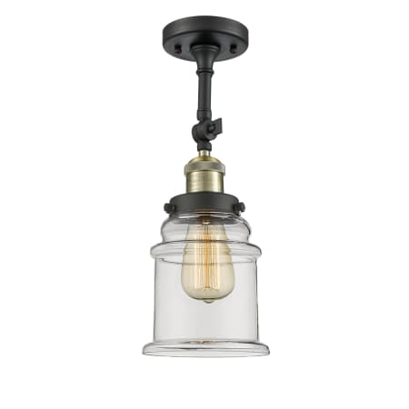 A large image of the Innovations Lighting 201F Canton Black Antique Brass / Clear