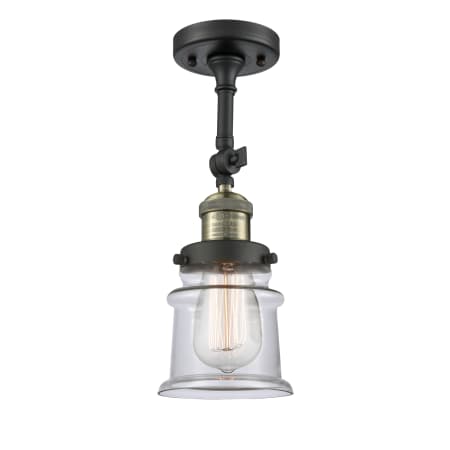A large image of the Innovations Lighting 201F Small Canton Black Antique Brass / Clear