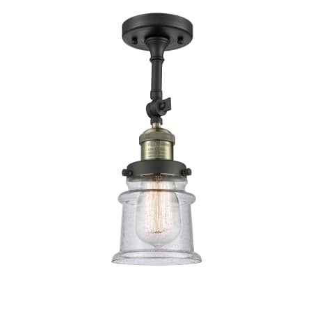 A large image of the Innovations Lighting 201F Small Canton Black Antique Brass / Seedy