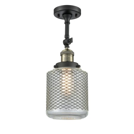 A large image of the Innovations Lighting 201F Stanton Black Antique Brass / Clear Wire Mesh