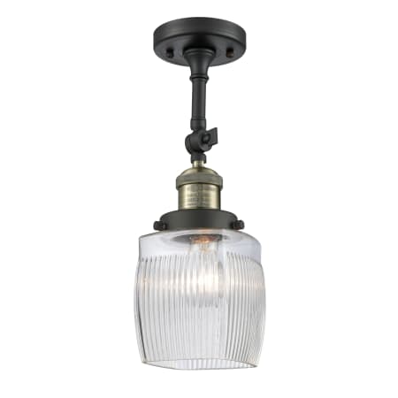 A large image of the Innovations Lighting 201F Colton Black Antique Brass / Clear Halophane