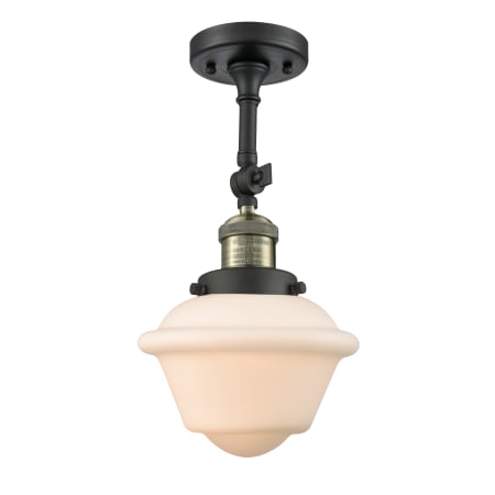 A large image of the Innovations Lighting 201F Small Oxford Black Antique Brass / Matte White Cased