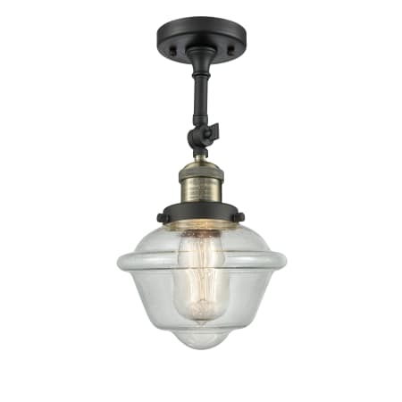 A large image of the Innovations Lighting 201F Small Oxford Black Antique Brass / Seedy