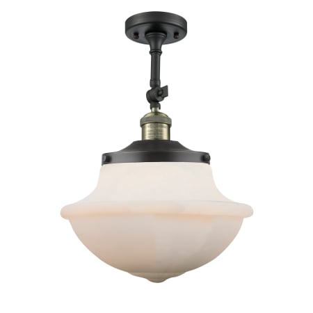 A large image of the Innovations Lighting 201F Large Oxford Black Antique Brass / Matte White