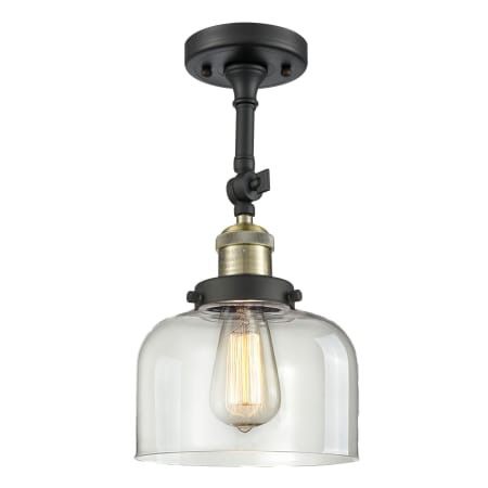 A large image of the Innovations Lighting 201F Large Bell Black Antique Brass / Clear