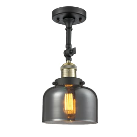 A large image of the Innovations Lighting 201F Large Bell Black Antique Brass / Plated Smoked