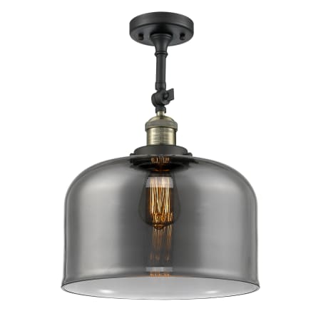 A large image of the Innovations Lighting 201F X-Large Bell Black Antique Brass / Plated Smoke