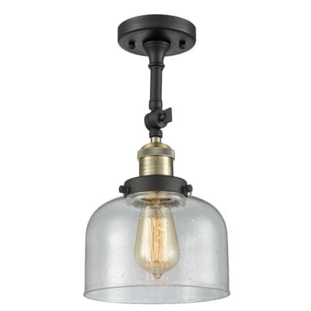 A large image of the Innovations Lighting 201F Large Bell Black Antique Brass / Seedy