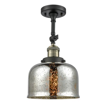 A large image of the Innovations Lighting 201F Large Bell Black Antique Brass / Silver Mercury