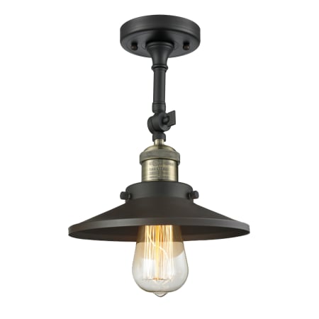 A large image of the Innovations Lighting 201F Railroad Black Antique Brass / Matte Black