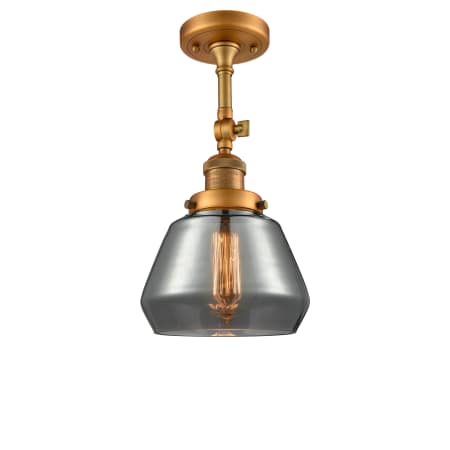 A large image of the Innovations Lighting 201F Fulton Brushed Brass / Smoked