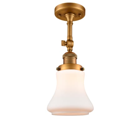 A large image of the Innovations Lighting 201F Bellmont Brushed Brass / Matte White