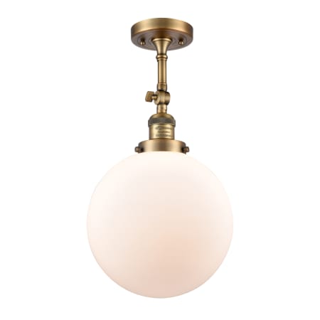 A large image of the Innovations Lighting 201F X-Large Beacon Brushed Brass / Matte White
