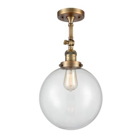 A large image of the Innovations Lighting 201F X-Large Beacon Brushed Brass / Clear