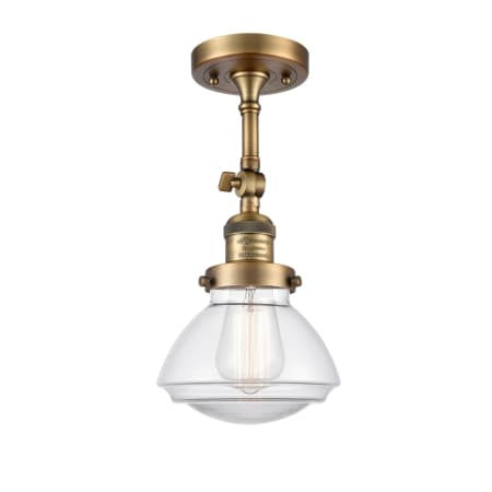 A large image of the Innovations Lighting 201F Olean Brushed Brass / Clear