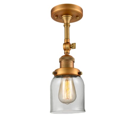 A large image of the Innovations Lighting 201F Small Bell Brushed Brass / Clear