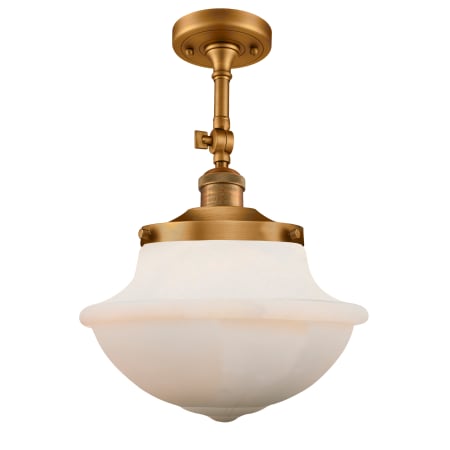 A large image of the Innovations Lighting 201F Large Oxford Brushed Brass / Matte White