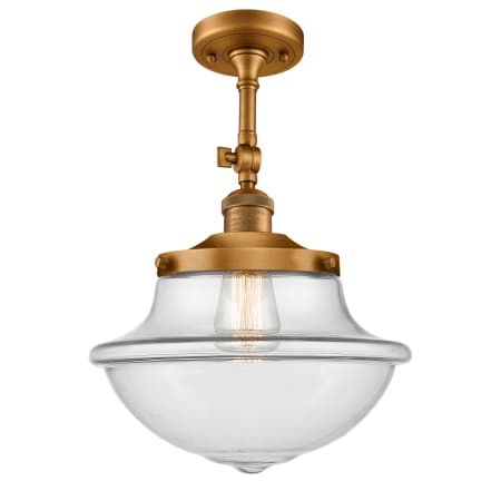 A large image of the Innovations Lighting 201F Large Oxford Brushed Brass / Clear