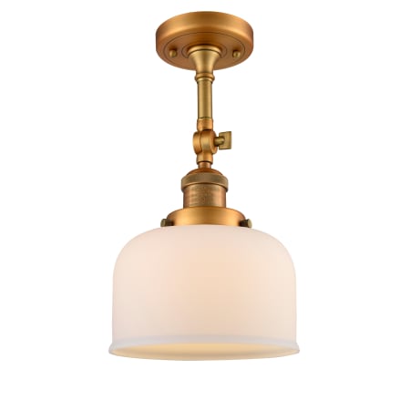 A large image of the Innovations Lighting 201F Large Bell Brushed Brass / Matte White Cased