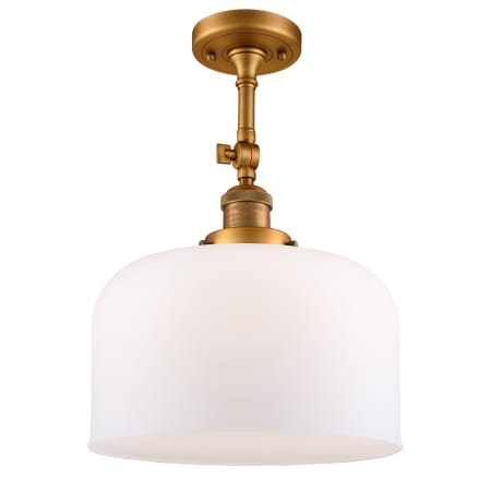 A large image of the Innovations Lighting 201F X-Large Bell Brushed Brass / Matte White