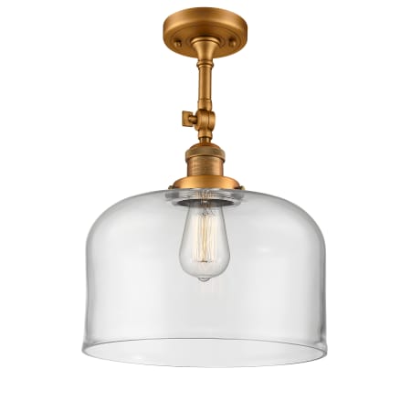 A large image of the Innovations Lighting 201F X-Large Bell Brushed Brass / Clear