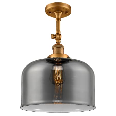 A large image of the Innovations Lighting 201F X-Large Bell Brushed Brass / Plated Smoke