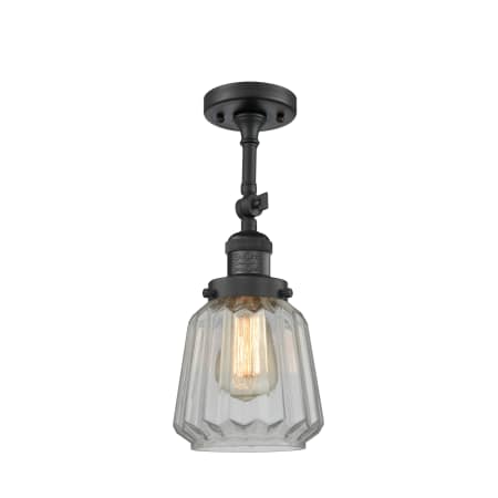 A large image of the Innovations Lighting 201F Chatham Matte Black / Clear