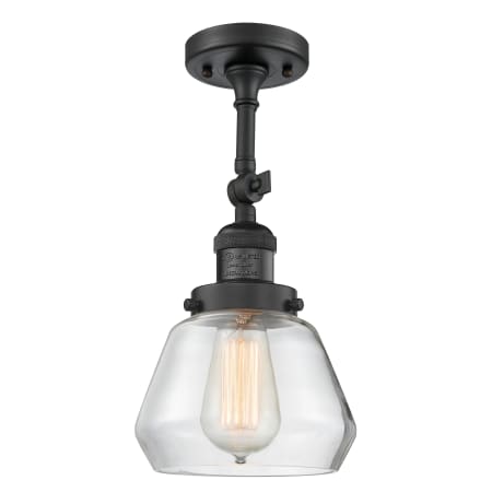 A large image of the Innovations Lighting 201F Fulton Matte Black / Clear