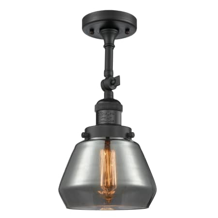 A large image of the Innovations Lighting 201F Fulton Matte Black / Plated Smoked