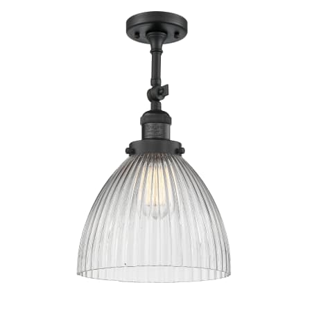 A large image of the Innovations Lighting 201F Seneca Falls Matte Black / Clear Halophane