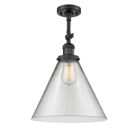 A large image of the Innovations Lighting 201F X-Large Cone Matte Black / Clear