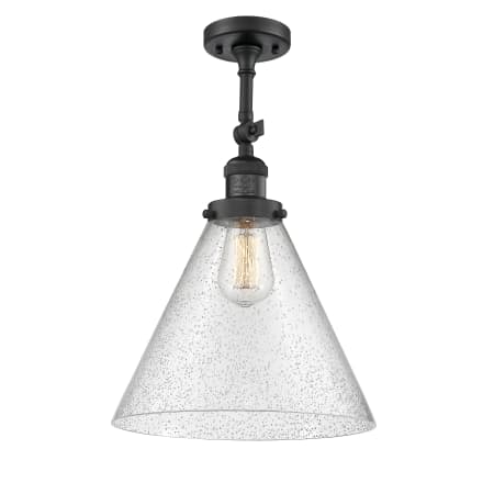 A large image of the Innovations Lighting 201F X-Large Cone Matte Black / Seedy