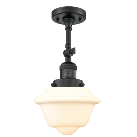 A large image of the Innovations Lighting 201F Small Oxford Matte Black / Matte White Cased