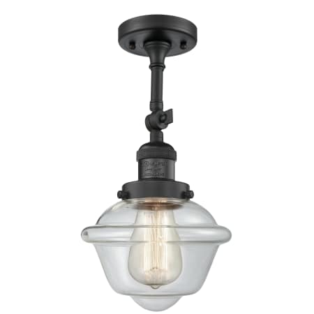 A large image of the Innovations Lighting 201F Small Oxford Matte Black / Clear