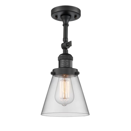 A large image of the Innovations Lighting 201F Small Cone Matte Black / Clear
