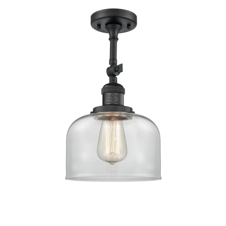 A large image of the Innovations Lighting 201F Large Bell Matte Black / Clear