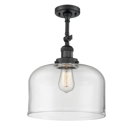 A large image of the Innovations Lighting 201F X-Large Bell Matte Black / Clear