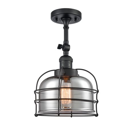 A large image of the Innovations Lighting 201F Large Bell Cage Matte Black / Plated Smoke