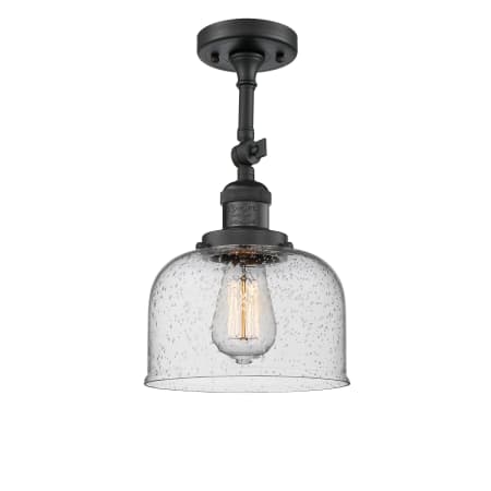 A large image of the Innovations Lighting 201F Large Bell Matte Black / Seedy