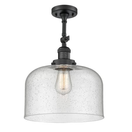 A large image of the Innovations Lighting 201F X-Large Bell Matte Black / Seedy