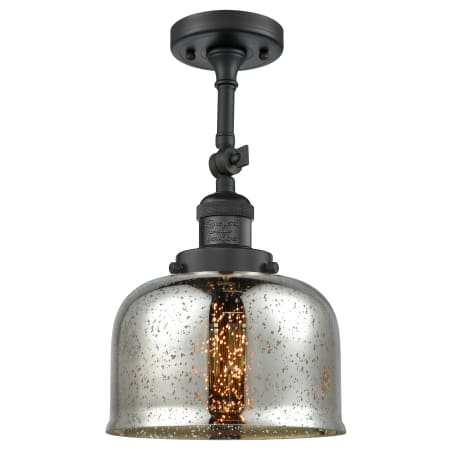 A large image of the Innovations Lighting 201F Large Bell Matte Black / Silver Mercury