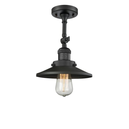 A large image of the Innovations Lighting 201F Railroad Matte Black / Matte Black