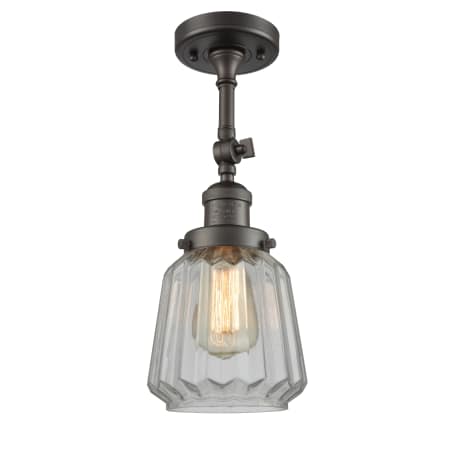 A large image of the Innovations Lighting 201F Chatham Oiled Rubbed Bronze / Clear Fluted