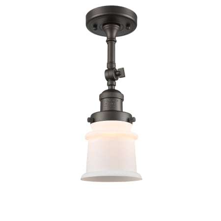 A large image of the Innovations Lighting 201F Small Canton Oil Rubbed Bronze / Matte White Cased