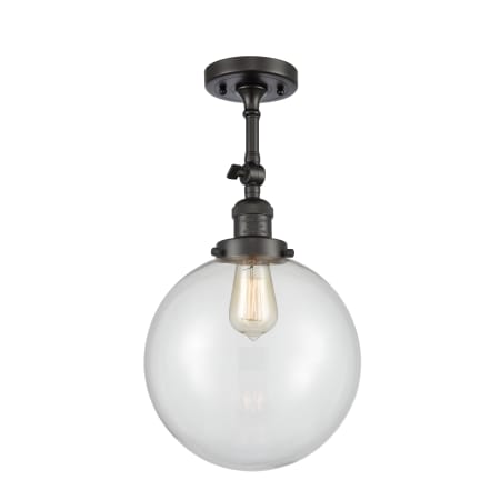 A large image of the Innovations Lighting 201F X-Large Beacon Oil Rubbed Bronze / Clear