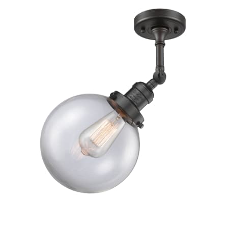 A large image of the Innovations Lighting 201F-8 Beacon Oil Rubbed Bronze / Clear